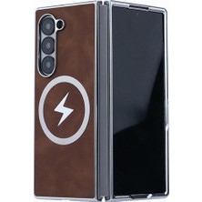 Cool-M Samsung Galaxy Z Fold6 5g Deri+Pc+Metal Telefon Kılıfı Magsafe ile Uyumlu (Yurt Dışından)