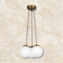 Woodhub Spor 3 Lü Avize Eskitme Beyaz Cam