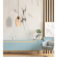 Woodhub Eva Aydınlatma Modern Tekli Cam Sarkıt Çatlatma Desen Bal Rengi Tekli Avize 15 x 15 x 20