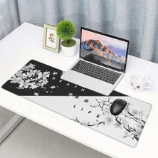 Enclaveinds Siyah Beyaz Oyun Mouse Pad'i, Mouse Mat Masa Pedi, Dikişli Kenarlı Mouse Pad, 31,5 x 11,8 Inç (Yurt Dışından)