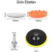 Batcell Oto Araç Araba Pasta Cila Polisaj Süngeri Keçesi Pedi 115 mm Parlatıcı Parlatma Seti 11 Parça