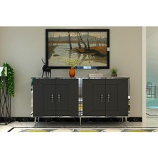 Demonte Home Mobilya Arnodh (KB150) Konsol Antrasit Gümüş