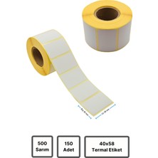 Küresel Etiket Termal Etiket | 150 Adet Rulo | Barkod Etiket | 40X58 mm | 500 Sarım | Terazi Etiketi | Küresel Etiket