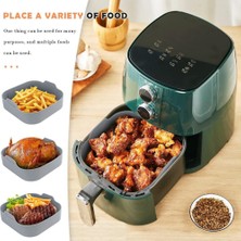 Whimwliesy Yeniden Kullanılabilir Airfryer Silikon Sepet Fırın Pişirme Tepsisi Kızarmış Pizza Tavuk Sepeti Kolay Temizlenebilir Hava Fritöz Astarı Haki (Yurt Dışından)