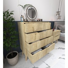 VM VERTEX MOBİLYA Flora Şifonyer 4 Çekmeceli Yatak Odası Bebek Odası Safir Meşe