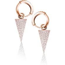 Shiny Spectra Sallantılı Slice Gümüş Küpe 925 Ayar Gümüş Huggie Küpe SSKONIE01 Kırmızı Renk