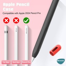 Microsonic Apple Pencil Pro Kılıf Mat Silikon Kırmızı Beyaz