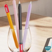 Microsonic Apple Pencil Pro Kılıf Mat Silikon Kırmızı Beyaz