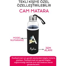 Giftcrea Kişiye Özel Kılıflı Cam Matara , Özelleştirilebilir Tekli Kılıflı Cam Matara 470 ml Borosilikat