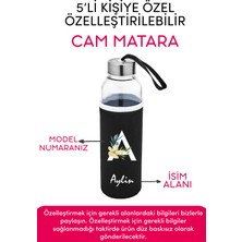 Giftcrea Kişiye Özel Kılıflı Cam Matara , Özelleştirilebilir 5li Kılıflı Cam Matara 470 ml Borosilikat