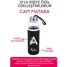 Giftcrea Kişiye Özel Kılıflı Cam Matara , Özelleştirilebilir 10LU Kılıflı Cam Matara 470 ml Borosilikat