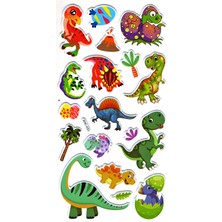 Limmy Sticker Kabartmalı Stiker Çıkartma Etiket (XHC033)-18X9 Cm- Sevimli Dinozor
