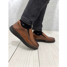 Açık Kahve Yandan Lastikli Ortapedik Ayakkabı