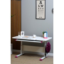 Creo Mobili Yükseklik ve Eğim Ayarlı, Vega Simple Çalışma Masası Çekmecesiz - 130x70 cm, Beyaz/Fuşya