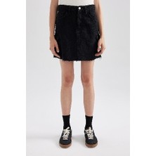 DeFacto Kargo Fit Siyah Mini Jean Etek A9588AX23AU