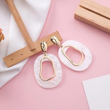 Düzensiz Geometrik Pembe Sedefli Kadın Küpe