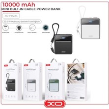 Xo 22.5W Fast Type-C Iphone Uyumlu Çift Kablolu 10000 Mah Taşınabilir Şarj Aleti Powerbank PR224