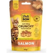 Delibon Kedi Ödül Bisküvisi 60 gr Somonlu Lezzetli İçi Dolgulu Crunchy Atıştırmalık