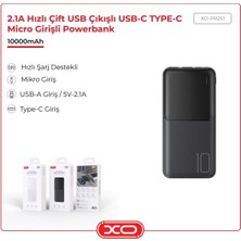 Xo 2.1A Hızlı Çift USB Çıkışlı Type-C Micro Girişli 10000 Mah Taşınabilir Şarj Aleti Powerbank PR251