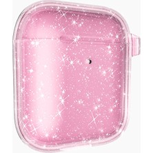 Gpack Apple Airpods Uyumlu Kılıf Parlayan Simli Transparan Airbag 32 Pembe