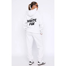 The Champ Clothing White Fox Kadın Pamuklu Frosted Kapüşonlu Oversize Hoodie