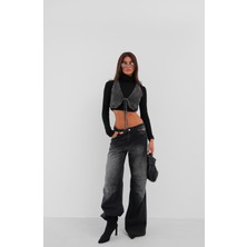 Yelek Form Denim Siyah Bra