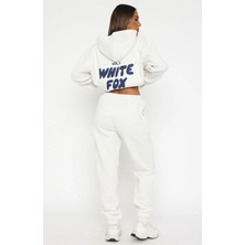 The Champ Clothing White Fox Kadın Pamuklu Mineral Gri Kapüşonlu Oversize Hoodie