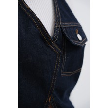 Asimetrik Denim Mavi Yelek