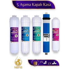 Nefa Tüm Kapalı Kasalar + İhlas Aura (Silver - Plus - Platinum) Su Arıtma 5'li Filtre Seti, 80 gpd Membranlı