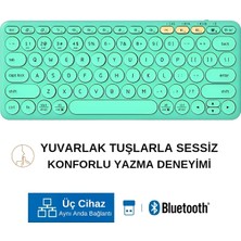 HP K231 Çift Modlu Kablosuz 2.4ghz & Bluetooth V5.0 Şarj Edilebilir Sessiz Q Klavye Tiffany Mavisi (Ramwhite Türkiye Garantili)