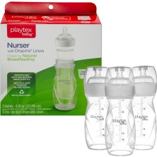 Playtex Baby ™ Nurser® Bebek Biberon & Liners®  Seti - 100% Anti-Kolik - 236ML , 3 Adet Biberon & 15 Adet Sterilize Tek Kullanımlık Liners Biberon Torbaları, 6+ Ay