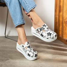 Aır Taban Sabo Terlik 101 Siyah Çiçek Desenli