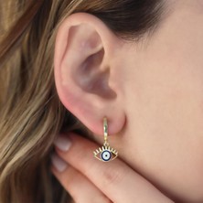 Necati Gün Mine Işli Gold Kaplama Göz Modeli Gümüş Küpe