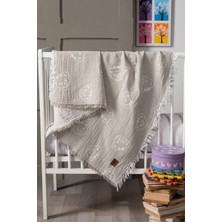 Bebek 2 Kat %100 Pamuk Jakarlı Müslin Örtü 100X110 Bear - Kahve