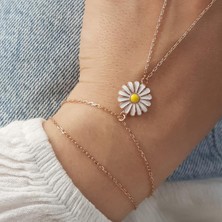 Necati Gün Papatya Mineli Rose Gold Kaplama 925 Ayar Gümüş Şahmeran