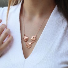 Necati Gün Gül Modeli Zirkon Taşlı Rose Gold Kaplama Gümüş Kolye