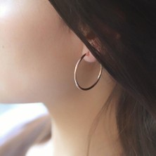Necati Gün Rose Gold Kaplama Gümüş Halka Küpe