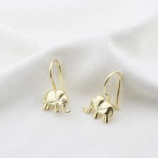 Necati Gün Zirkon Taşlı Fil Figürlü Gold Kaplama Gümüş Çocuk Küpesi