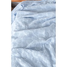 Bebek %100 Pamuk Waffle Pike Örtüsü 90X120 - Melis Mavi