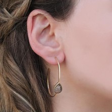 Necati Gün Iğneli Rutil Kuvars Taşlı Gold Kaplama Halka Gümüş Küpe