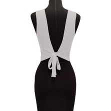 Due Stelle Sırtı Açık Bağlamalı Beyzaz Crop Top, Parti, Dans, Tango Bluzu