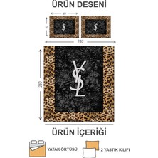 Doruklar Home Collection Pamuk Dolgulu Kadife Kumaşlı Kapitoneli Leoparlı Çift Kişilik Yatak Örtüsü Seti