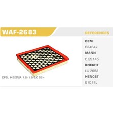 Winkel WAF-2683 Hava Filtresi Insignia 08-1.6 1.8 2.0 Cdtı 2.8 V6 Kolı: 27 Ad FN4315