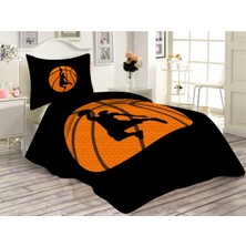 Doruklar Home Collection Kapitoneli Pamuk Dolgulu Kadife Kumaş Basketbol Desenli Tek Kişilik Çocuk Genç Yatak Örtüsü Seti