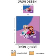 Doruklar Home Collection Kapitoneli Pamuk Dolgulu Kadife Kumaş Elsa Frozen Desenli Tek Kişilik Çocuk Genç Yatak Örtüsü Seti