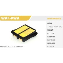Winkel Waf-Pwa Hava Filtresi Jazz 05-08 1.2 57HP 1.4 83HP Kolı: 20 Ad FN3502