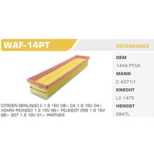 Winkel WAF-14PT Hava Filtresi 206 04-207 307 05-Partner Iı 09-C4 Berlingo 09-1.6 16V Kolı: 40 Ad FN4009