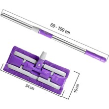 ( 3 Adet Yedek Bez Hediyeli ) Yer Mopu Fayans Duvar Yüzey Temizlik Mikrofiber Mandallı Sihirli Mop