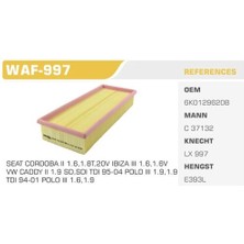 Winkel WAF-997 Hava Filtresi Polo Classic 00-Polo Iıı Caddy Iı Cordoba Ibiza Iıı 1.9 Tdı Sdı Kolı: 38 Ad FN4738