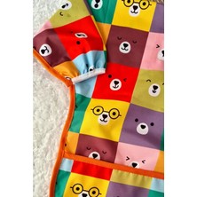 Xpetrana Kare Ayılar Desenli Sıvı Geçirmez Unisex Aktivite ve Mama Önlüğü 6-24 Ay